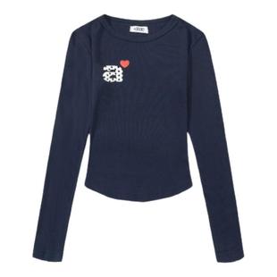 【现货】fletta bloom韩国aeae长袖T恤显瘦爱心字母印花上衣女