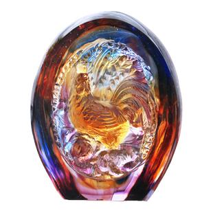 琉璃生肖鸡天赐机缘风水摆件居家客厅办公前台装饰商务开业送礼