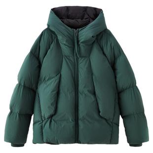 流石男装90白鸭绒连帽羽绒服2025年冬季男士宽松保暖面包服外套