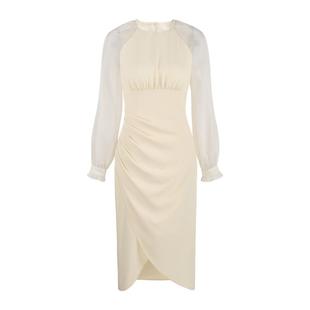 韩语琳冬装长袖连衣裙女2025新款冬季法式显瘦气质高级感拼接裙子