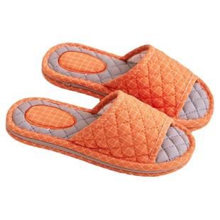 新款简约田园纯棉布艺情侣拖鞋女春秋静音防滑软布底室内居家拖鞋