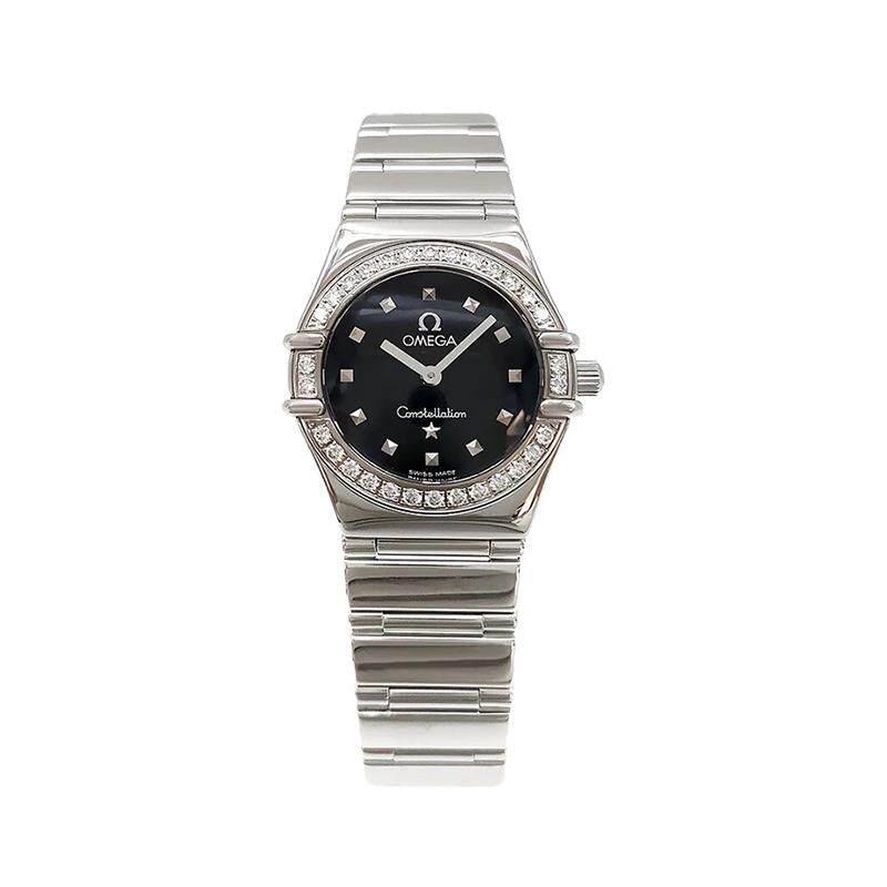 【自营】中古99新OMEGA欧米茄星座黑盘镶钻石英手表女1465.51.00