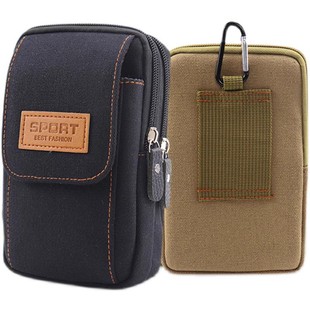 帆布手机包男士腰包干活工地多功能手机套横竖款中老年运动腰带挂