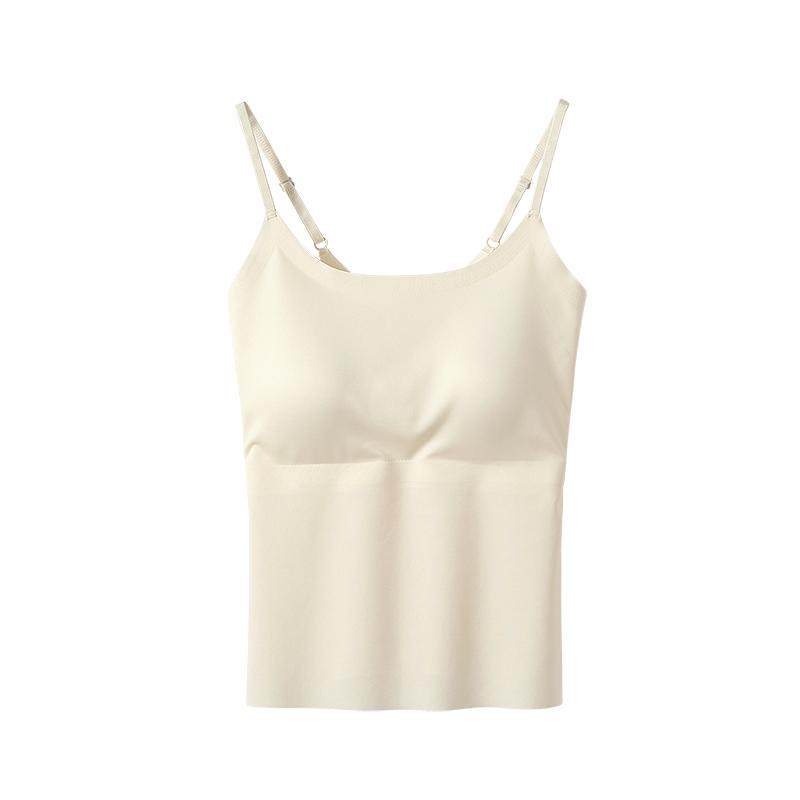 春夏无痕吊带美背文胸一体内衣2025新款外穿带胸垫打底背心上衣女