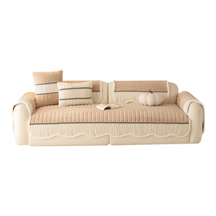 简约现代沙发垫2025新款冬季加厚毛绒沙发盖布高级感固定防滑坐垫