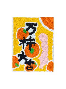 丙烯简约万柿大吉毛球画八方来财