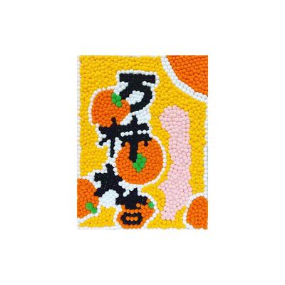 丙烯简约万柿大吉毛球画八方来财