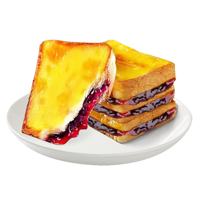 爆浆夹心蓝莓岩烧吐司面包