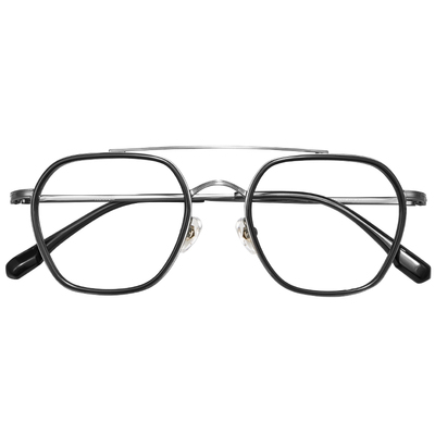 美潮男款时尚纯钛双梁近视眼镜