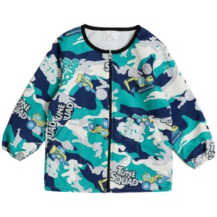 儿童罩衣宝宝羽绒服吃饭罩衫秋冬防水加绒护衣男女童透气长袖外套