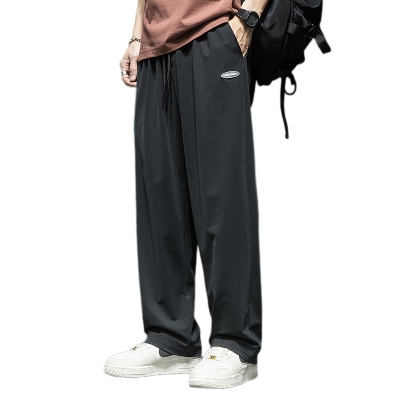 惊浪垂感冰丝裤子男士运动裤夏季宽松大码直筒长裤加肥加大休闲裤