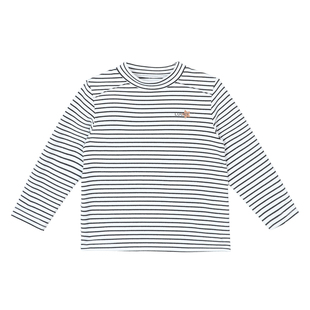 小O爸男婴童 宝宝打底衫条纹澳绒2025新款婴儿秋冬季长袖t恤上衣