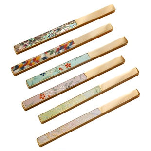 黄铜镶嵌长文镇 东洋四宝堂压纸镇尺书法文房四宝 镇尺桌面摆件