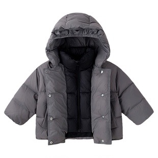 [杜邦三防]女童羽绒服冬季儿童外套加厚宝宝上衣假两件女宝冬装新