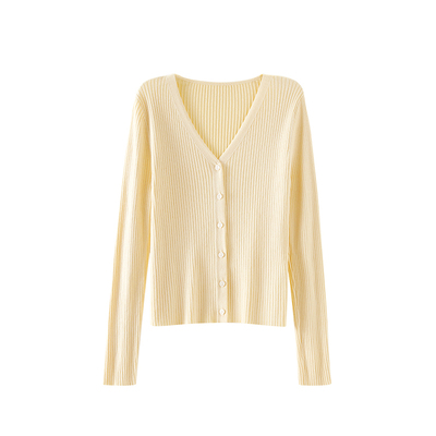 OSA法式轻盈优雅V领针织开衫