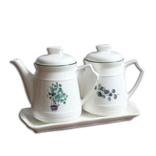 北欧植物陶瓷油壶油罐带盖油瓶厨房用品调味瓶酱油壶醋壶调料瓶套