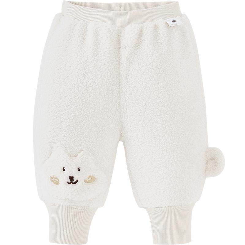 迷你巴拉巴拉男童女童毛绒长裤子春秋季新品宝宝加厚保暖加绒