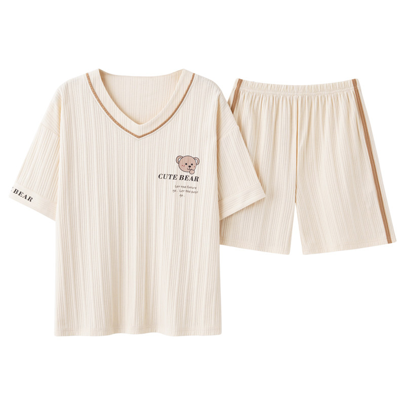 女大码宽松休闲短袖家居服套装