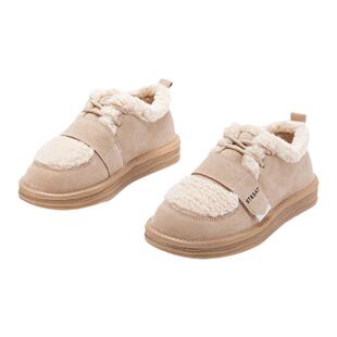 星期六女加绒保暖毛毛鞋女2025冬季新款外穿平厚底棉鞋时尚雪地鞋