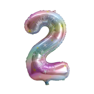 40寸星星彩虹渐变超大尺寸数字铝膜气球儿童周岁百天派对场景布置