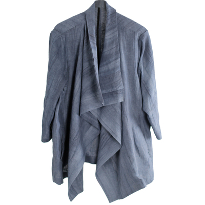 春禅意不规则大翻领扎染亚麻套装