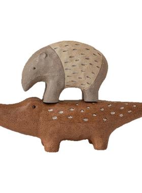 半然木质手工动物木质摆件