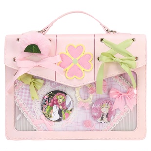 官方原创鬼灭之刃痛包双肩礼物周边甘露寺蜜璃二次元粉色斜挎包包