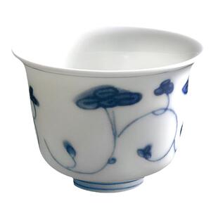 不二学古茶具丨青花灵芝杯 清雅秀美造型青花绘灵芝纹品茗杯茶杯