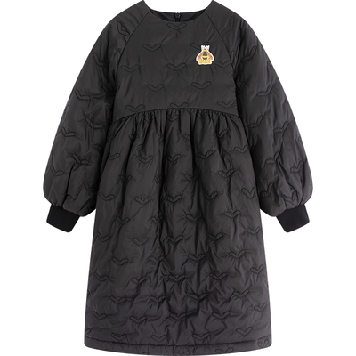 播broadcute童装连衣裙秋冬新品宽松女童保暖中长款裙子KGQ3L489