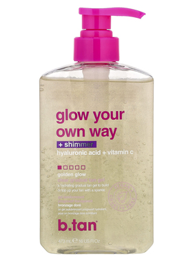 b.tan,Glow Your Own Way + Shimmer, Clear Gradual Tan Gel, Go