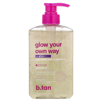 b.tan,Glow Your Own Way + Shimmer, Clear Gradual Tan Gel, Go
