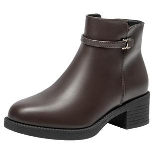 大东妈妈短靴女2026新款秋冬黑色加绒靴子女式皮靴时装靴切尔西靴