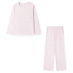 爱美丽官方正品纯棉秋季新款睡衣女圆领可外穿家居服套装IM46BZL1