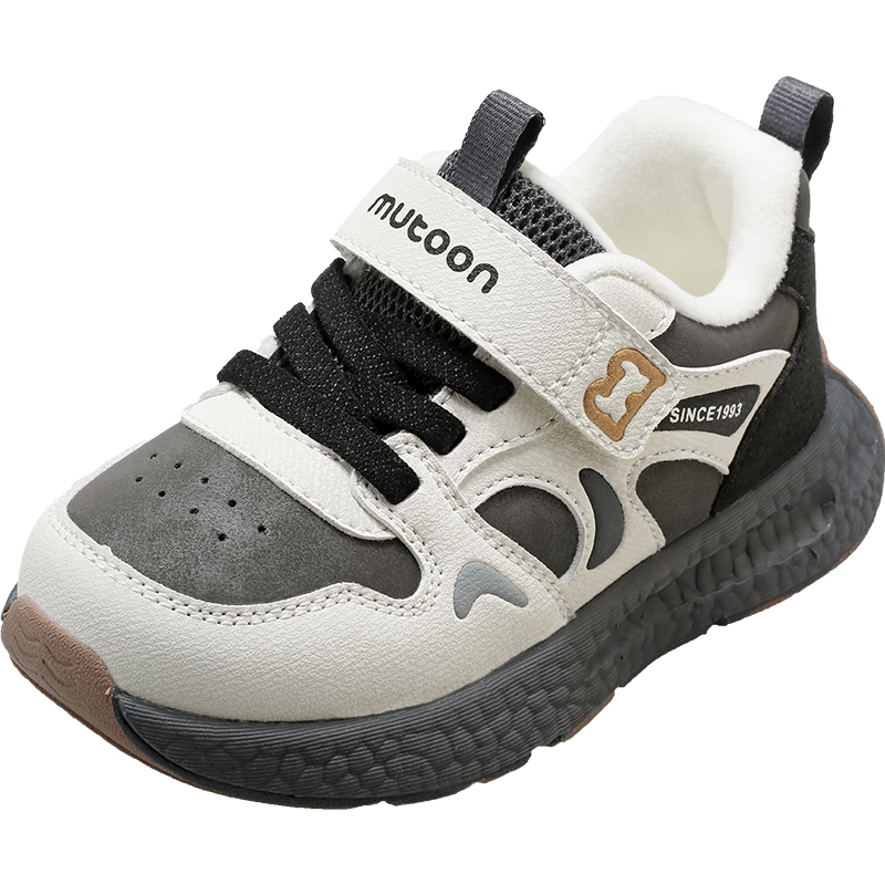 牧童童鞋男童运动鞋2025冬季新款儿童轻便缓震户外鞋加绒女童棉鞋