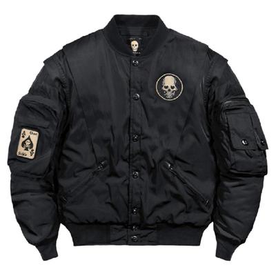 骷髅刺绣夹棉加厚棒球服棉衣