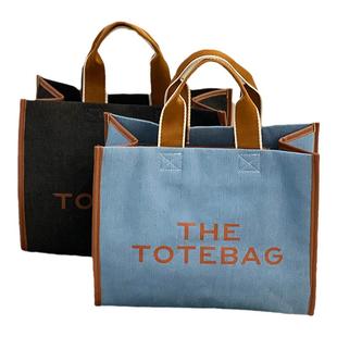 2025时尚新款牛仔布女士手提包外出轻便手提袋上班通勤百搭手拎包