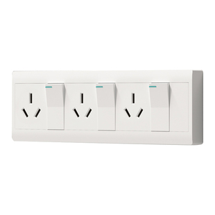 明装三开16A三孔插座带开关大功率3开九孔空调热水器一键断电插座