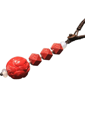 【青丘桃语】高含量朱砂钥匙链汽车钥匙扣九尾狐招桃花运吊坠男女