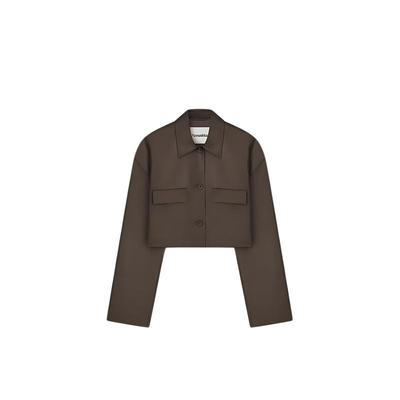 【季末折扣】 NANUSHKA 女士 HOLLEEN 短款素皮长袖衬衫外套