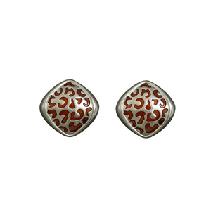 古着vintage复古Leopard print square earrings耳钉