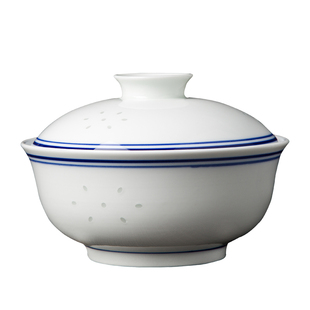 碗汤碗四菜一汤盖碗盖盘和合器中式釉下彩景德镇青花玲珑蓝边餐具