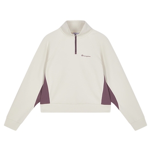 Champion冠军半拉链立领卫衣女2025秋季新款撞色上衣修身显瘦短款