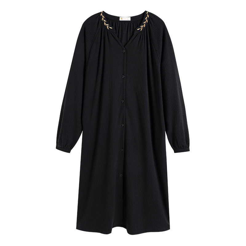 春秋季纯棉款复古情侣家居服套装