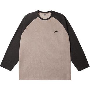 NMAX大码潮牌男装25年秋新品拼色插肩袖长袖T恤加肥加大情侣同款