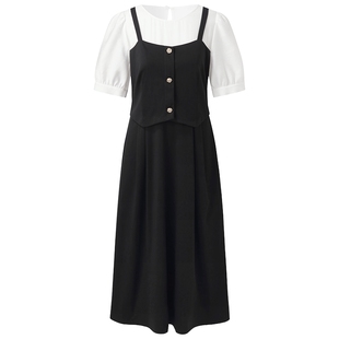 歌莉娅假两件连衣裙女夏季2025新款法式独特绝美小裙子1E5C4H610