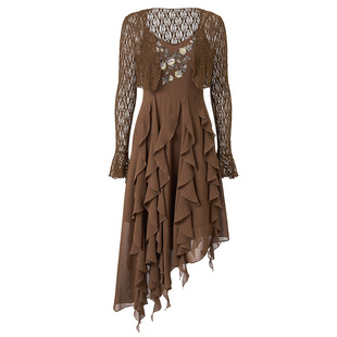 【张乔耳同款】MAXRIENY沙丘落日裙废土风V领连衣裙琥珀流光穿搭