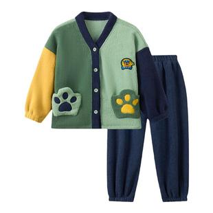 汪汪队男童睡衣秋冬2025新儿童家居服套装女宝宝珊瑚绒保暖睡衣