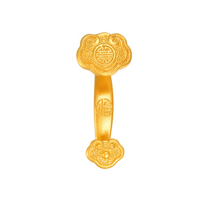 明牌珠宝古法黄金福寿如意工艺品 足金如意摆件AFQ0134