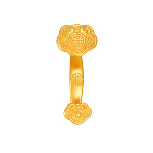 明牌珠宝古法黄金福寿如意工艺品 足金如意摆件AFQ0134