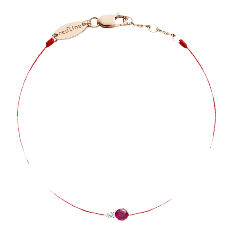 Redline/红绳女士饰品 So Abby 红宝石玫瑰金镶钻0.04 克拉线手链